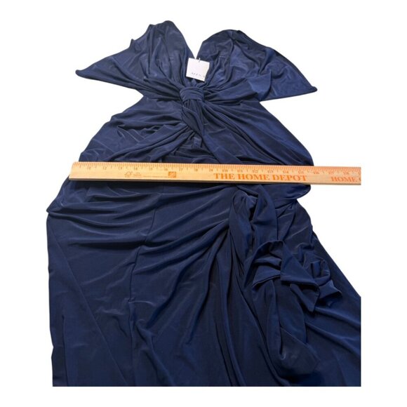 MISA Los Angeles Xenia Crepe Jersey Maxi Dress Draped Knot Front Royal Blue XS - Picture 10 of 11